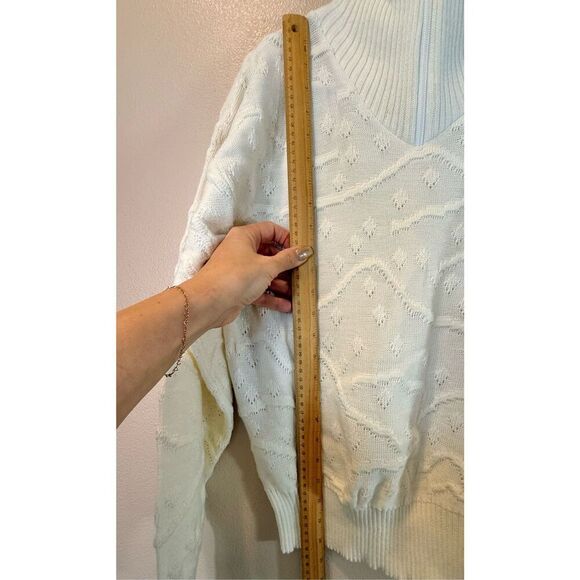Vintage Nils 80's Cable Knit Wool Blend 1/4 Zip Up Off White Sweater Women's L - Picture 6 of 9